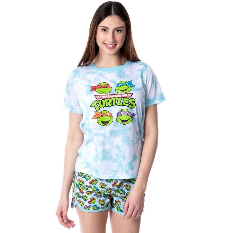 Teenage Mutant Ninja Turtles Women's Tie-Dye Sleep Pajama Set Short Multicolored, 1 of 5