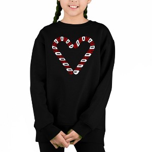 LA Pop Art Candy Canes - Girl's Word Art Crewneck Sweatshirt - 1 of 4