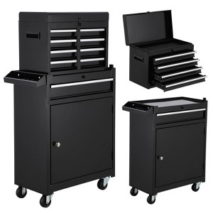 Tool Chest,8-Drawer Rolling Tool Storage Cabinet w/Detachable Top Tool Box,Lockable Wheels,Adjustable Shelf,Locking Mechanism for Garage,Workshop - 1 of 4