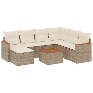 vidaXL Garden Sofa Set Beige, Cream White - 1 of 4