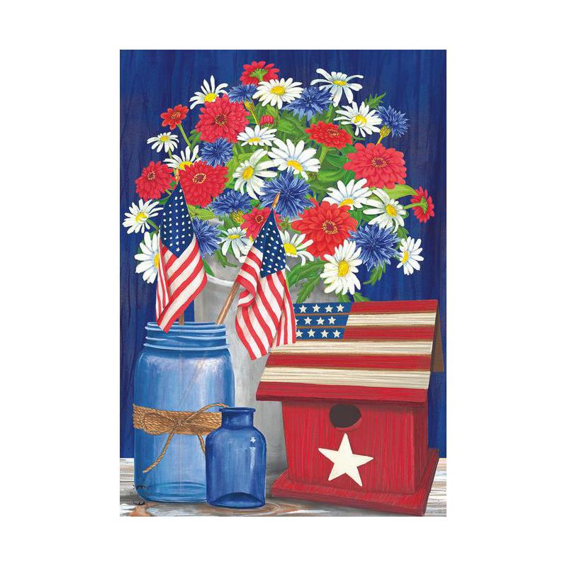 Red White and Blue Patriotic Garden Flag Floral 18" x 12.5" Briarwood Lane, 1 of 4