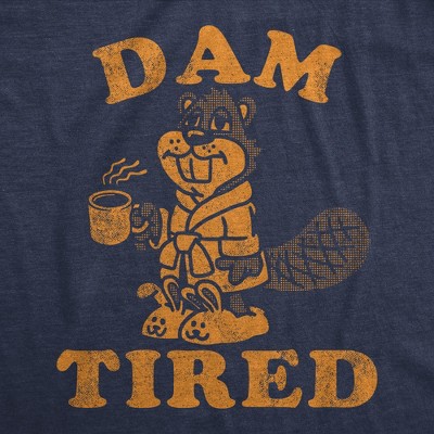 Мужские футболки Crazy Dog T-Shirts, Inc. Mens Funny T Shirts Dam Tired Sarcastic Beaver Graphic Novelty Tee for Men - Crazy Dog Men's T Shirt for Animal Lovers Navy S — фото 2
