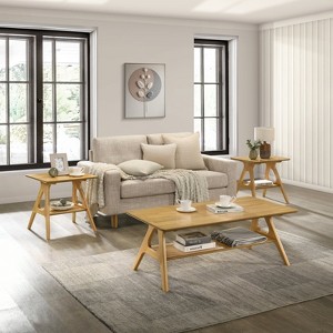 Roundhill Furniture Arona 3-Piece Coffee Table Set, Coffee Table and Two End Tables - 1 of 4