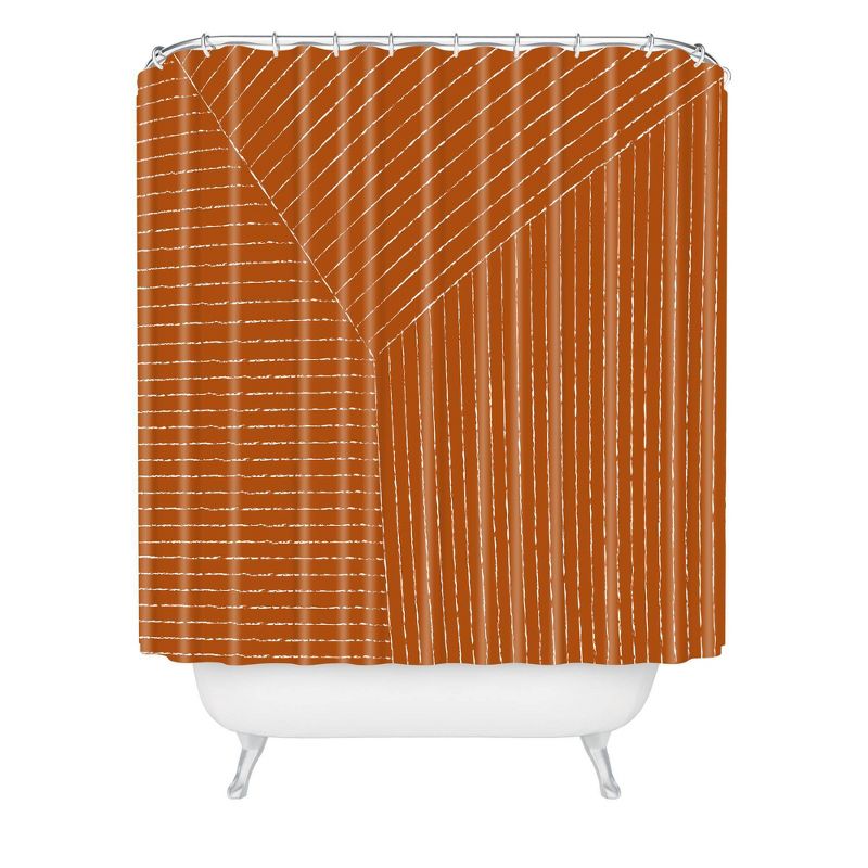 Summer Sun Home Art Lines Shower Curtain Rust - Deny Designs, 1 of 5