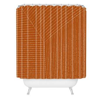 Summer Sun Home Art Lines Shower Curtain Rust - Deny Designs