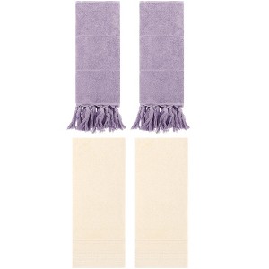 REGALWOVEN 4 Packs Striped and Tassels Hand Towels for Bathroom 14" x 30" - 1 of 4