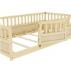 Lyngins Twin/Full Size Toddler Floor Bed,Montessori Floor Bed with High Security Barrier and Door,Floor Bed Frame for Bedroom,Wood Slats Support - 3 of 4
