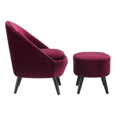 Elegant Black Velvet Barrel Accent Chair with Ottoman