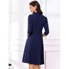 INSPIRE CHIC Women's Vintage 3/4 Sleeves Stand Collar Office Work Elegant A-Line Dress - 3 of 4