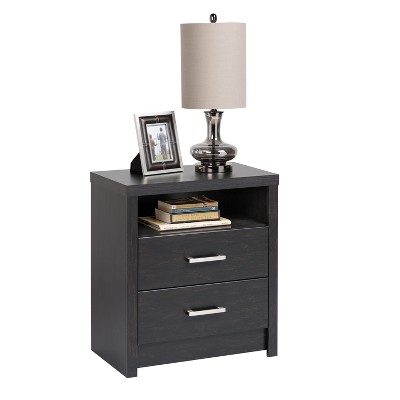 District Tall 2 Drawer Nightstand Washed Black - Prepac