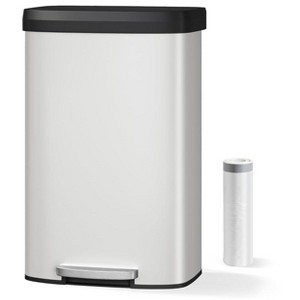 21 Gallon / 80 Liter Stainless Steel Trash Can with Lid, Large Garbage Can for Kitchen, Rustproof Step-on Kitchen Metal Trash Bin - 1 of 4