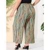 Agnes Orinda Women's Plus Size Boho Palazzo Elastic Waist Stripe Wide Leg Lounge Pants with Pocket - 4 of 4