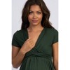 PinkBlush Olive Green Draped Front Maternity Nursing Top - 4 of 4