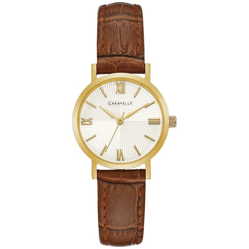 Caravelle designed by Bulova Ladies' Classic Petite 3-Hand Date Quartz Leather Strap Watch, 1 of 5