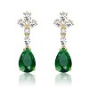Guili Stunning Sterling Silver 14k Gold Plated Blue and White Cluster Dangle Earrings with Elegant Sparkling Details in Green and Blue - 2 of 2
