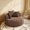 WJSHome Oversized Round Chair Lounge Chaise Indoor,Upholstered Corduroy Deep Seat Sofa With 3 Pillows,Comfy Sleeper Boneless Couch - 2 of 4