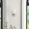 Dewdrop Farmhouse 1-Light Bathroom Vanity Light Brushed Nickel Iron Finish with Glass Shade ETL Certified Wall Mounted Fixture for Bedroom Hallway - 3 of 4