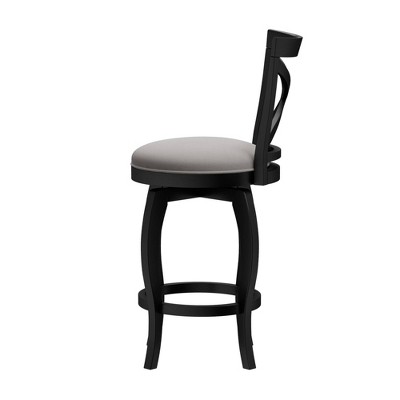 Ellendale 38'' Black Wood Swivel Counter Height Stool with Fog Gray Seat