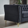 NicBex Velvet Sofa,2-Seater/3-Seater Tufted Couch with Metal Foot and Nailhead for Living Room,Bedroom,Apartment,Black - 4 of 4