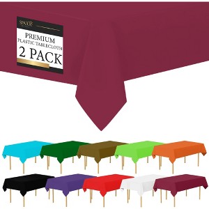 Plastic Tablecloth Disposable, Tablecloths for Rectangle Tables 54 inch. x 108 inch. Fits Tables Up to 8 Feet, Table Cloth for Party - SparkSettings - 1 of 4
