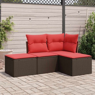 vidaXL Garden Sofa SetPE rattan, Powder-coated steel, Fabric