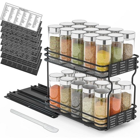 SpaceAid® Pull Out Spice Rack Organizer(no jars included) for Cabinet,with Labels,6.5" W x10.75 D x8.5 H, 1 Drawer 2-Tier - image 1 of 4