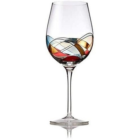 Bezrat Hand Painted Wine Glasses Set Of 2, Gold 28 Oz. Large Glass : Target