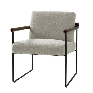 Elisa Modern Ergonomic Accent Armchair with Metal Base and Special Solid Wood Arm| ART OF LIVING DESIGNS - 1 of 4