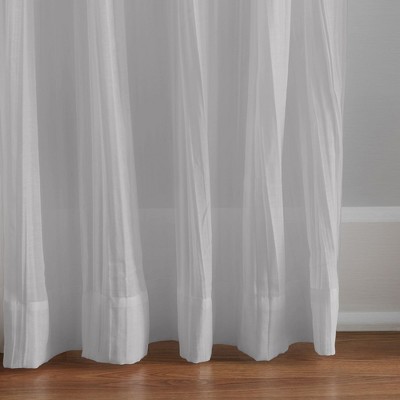 Gray Semi-Sheer Tie Top Polyester Window Curtain Panel - 52" x 95"