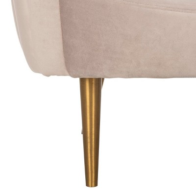 Transitional Pale Taupe Velvet Barrel Arm Chair with Wood Accents