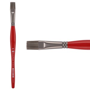 Borciani Bonazzi UNICO Silver Synthetic Series 811 Paint Brush, Flat 16 - Medium Handle Paintbrush Handcrafted in Italy, Cruelty-Free, Acrylic, Oil, - 1 of 4