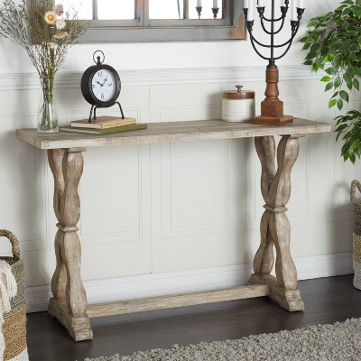 2 Drawers Industrial Console Table with Steel Frame for Small Space-Rustic Brown