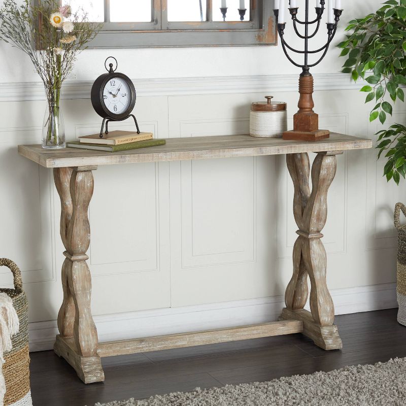 Distressed Farmhouse Wood Console Table Brown - Olivia &#38; May, 1 of 9