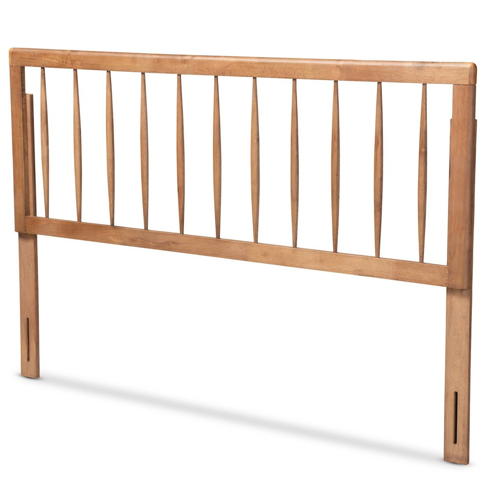 Photos - Bed Frame Queen Valin Wood Headboard Walnut - Baxton Studio: Spindle Design, Ash Walnut Finish, Adjustable Height