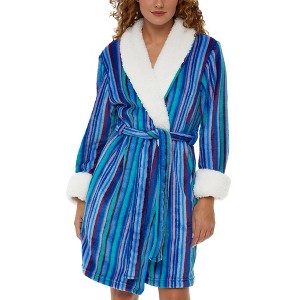 ADR Women's Short Robe, Classic Cozy Plush Robe Woman, Short Fleece Bathrobe - 1 of 4
