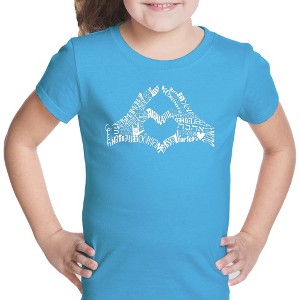 LA Pop Art Girl's Word Art T-shirt - Finger Heart - 1 of 4