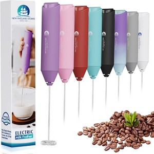 Powerful Milk Frother Wand, Mini Handheld Stainless Steel Whisk, Battery-Powered, Suitable For Coffee, Lattes, Cappuccinos-Purple - 1 of 4