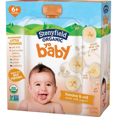 Stonyfield Organic YoBaby Banana &#38; Oat Whole Milk Yogurt - 4ct/3.4oz Pouches_2