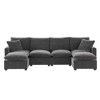 Okak Modern U-Shaped Sectional Sofa Couch with 2 Pillows 6 Seat Chenille Modular Sofa Freely Combinable for Living Room,Apartment,Office, Black Gray - 4 of 4