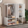 Closet Organizer with Shelves and Hanging Rod,Freestanding Wardrobe Cabinet with 2 Doors,Clothing Storage for Bedroom or Apartment-LAOTIES - 3 of 4