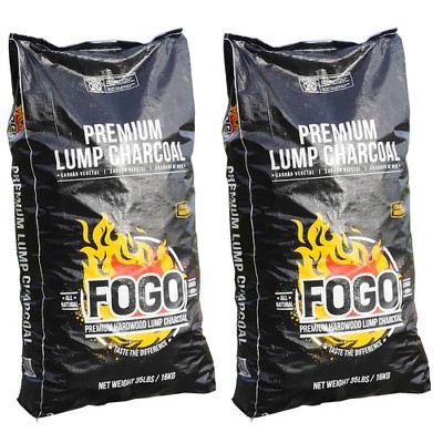 FOGO Premium Oak Restaurant Grade All-Natural Hardwood Flavor Lump Charcoal Fuel for Ideal Grilling and Smoking, Black, 35 Pounds (2 Pack)