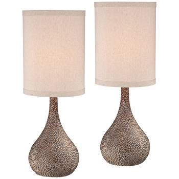 360 Lighting Chalane 31 1/4" Tall Gourd Large Farmhouse Rustic Modern End Table Lamps Set of 2 Brown Hammered Bronze Finish Living Room Bedroom