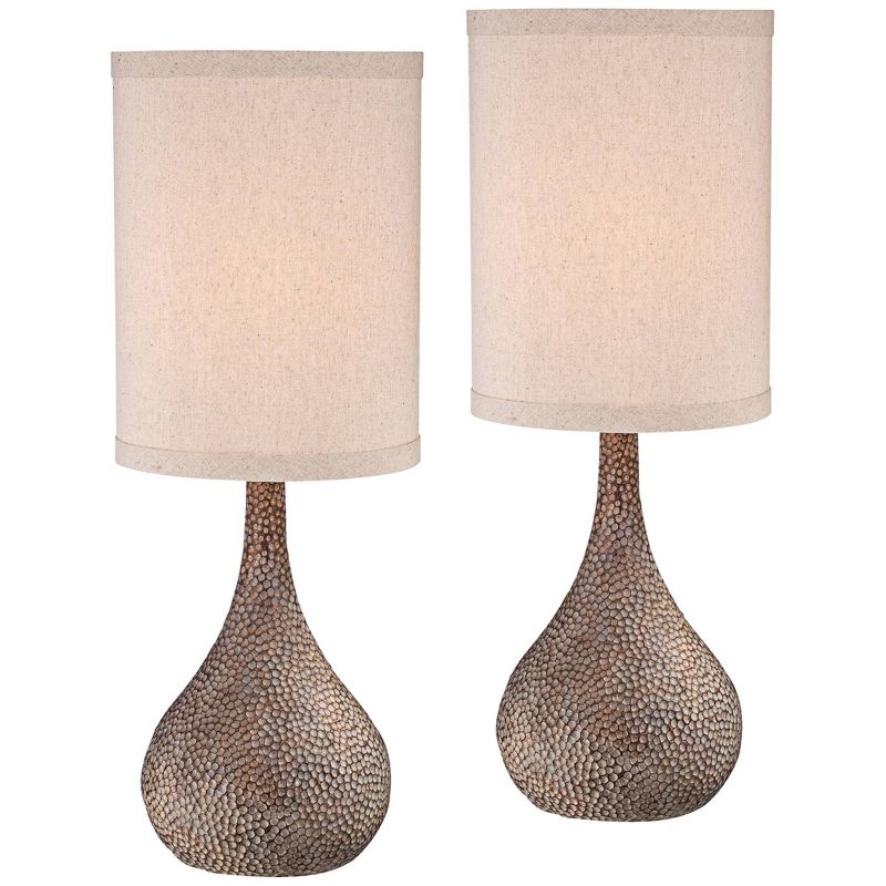 360 Lighting Chalane 31 1/4" Tall Gourd Large Farmhouse Rustic Modern End Table Lamps Set of 2 Brown Hammered Bronze Finish Living Room Bedroom, 1 of 7