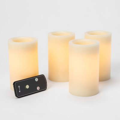 4pk 5&#34; x 3&#34; LED Flameless Black Wick Candle Cream - Threshold&#8482;