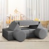 Kids Play Couch, 13 Pieces Modular Toddler Couch for Playroom, Kids Play Couch Sofa with 2 Round Ottomans, Convertible Toddler Couch for Kids - 4 of 4