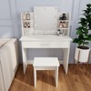 KWPZQEB Vanity, Makeup Vanity Desk Set with Mirror, Large Drawer, 4 shelf & Wooden Stool, Dressing Table for Bedroom Dressing Room, White - 2 of 4