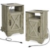Kumasinova 1PC/2PCS Farmhouse Nightstand,Side Table with Charging Station and Open Shelf,Modern End Table with X-Door for Bedroom,Living Room - 4 of 4