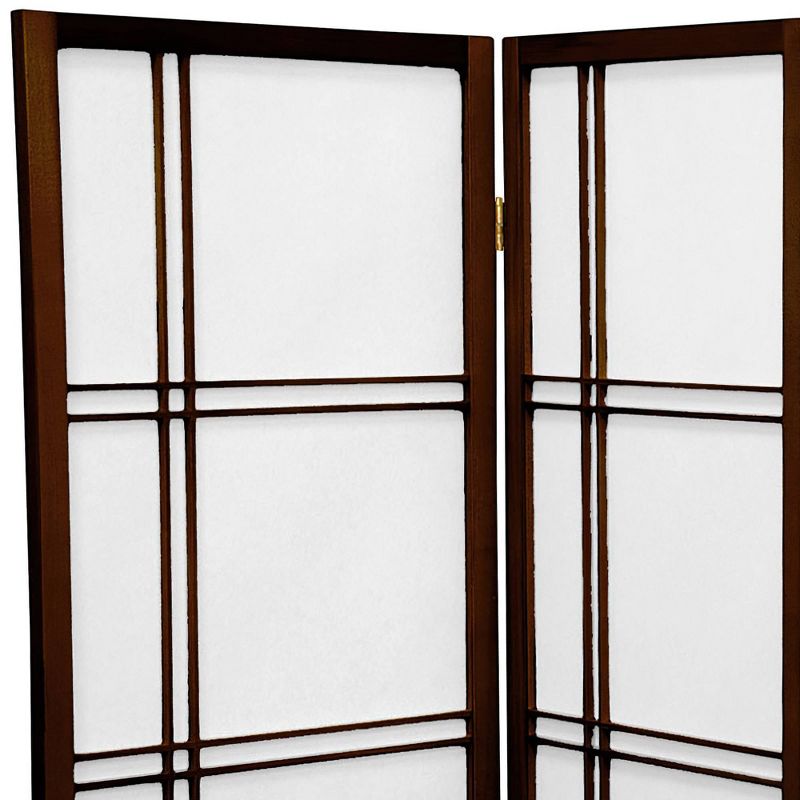 3 ft. Tall Double Cross Shoji Screen - Walnut (5 Panels) - Oriental Furniture, 3 of 5