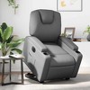 vidaXL Electric Power Lift Recliner Chair - Gray Faux Leather, Motorized Reclining Armchair with Cup Holders & Side Pocket for Elderly - 2 of 4