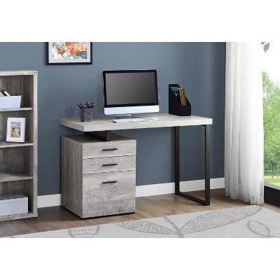 Transitional Black/Gray Wood Home Office Desk with 3 Drawers
